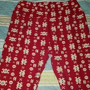 Halloween Skull and Crossbones Red Leggings OS